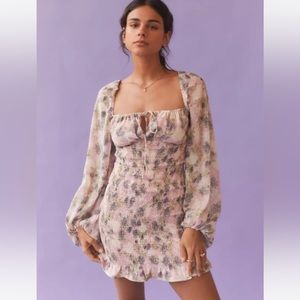 Urban Outfitters Kiss The Sky Floral Puff Sleeve Dress